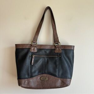 Born Faux Leather Black and Brown Tote Shoulder Bag